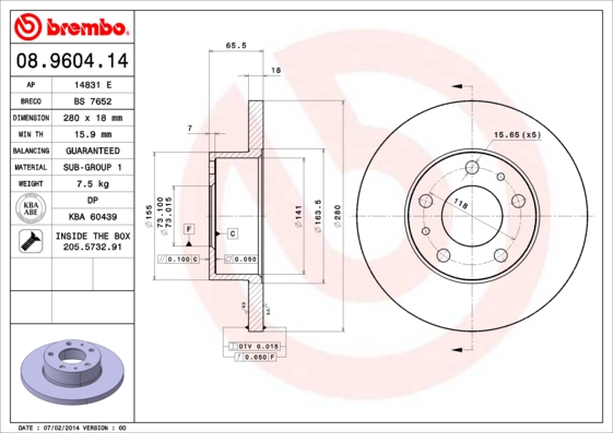 Disc frana BREMBO 08.9604.14