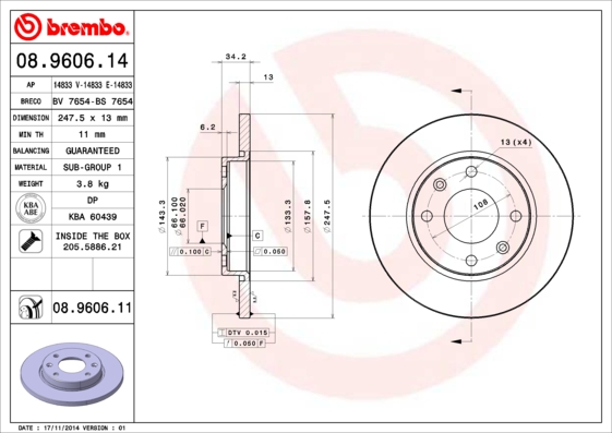 Disc frana BREMBO 08.9606.11