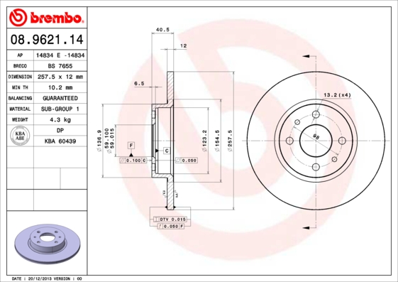 Disc frana BREMBO 08.9621.14