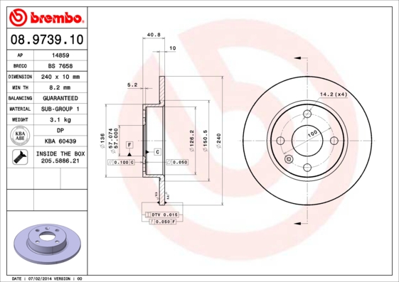 Disc frana BREMBO 08.9739.10