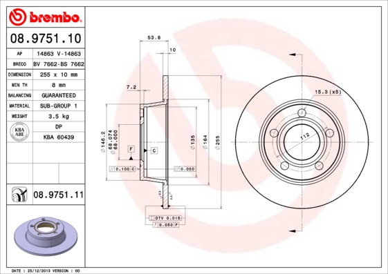 Disc frana BREMBO 08.9751.11
