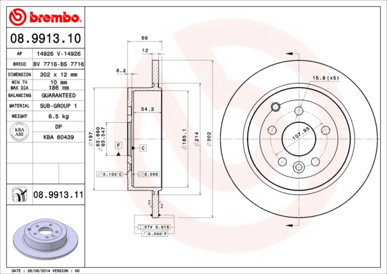 Disc frana BREMBO 08.9913.11