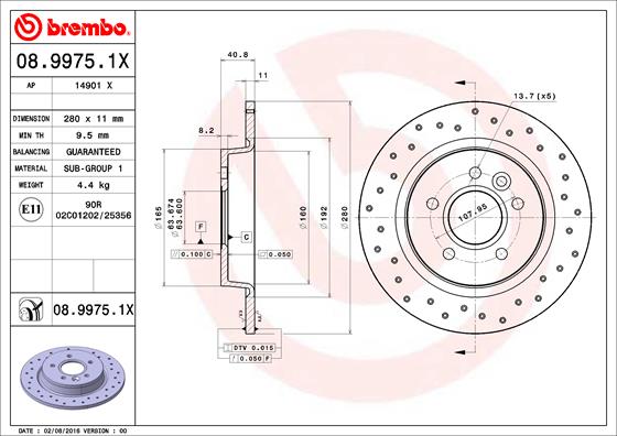 Disc frana BREMBO 08.9975.1X