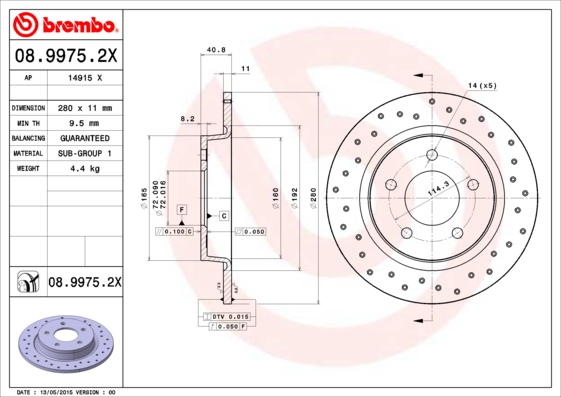 Disc frana BREMBO 08.9975.2X