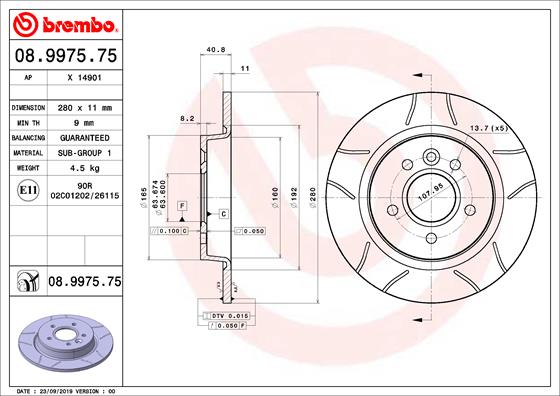 Disc frana BREMBO 08.9975.75