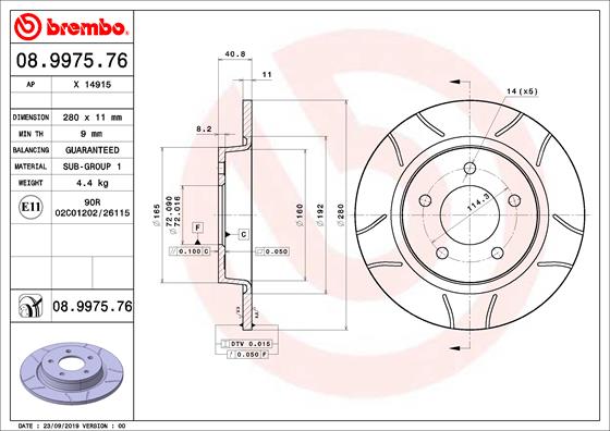 Disc frana BREMBO 08.9975.76