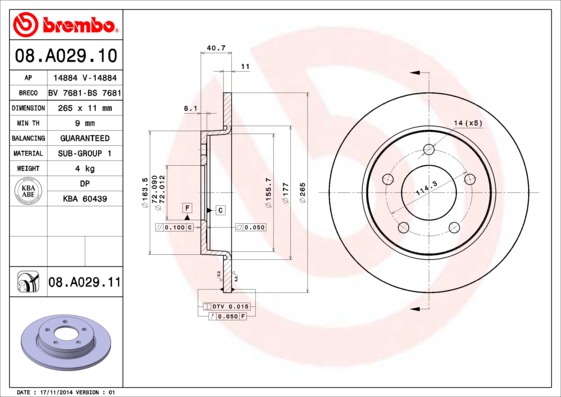 Disc frana BREMBO 08.A029.10