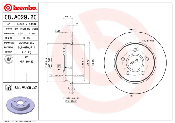 Disc frana BREMBO 08.A029.21