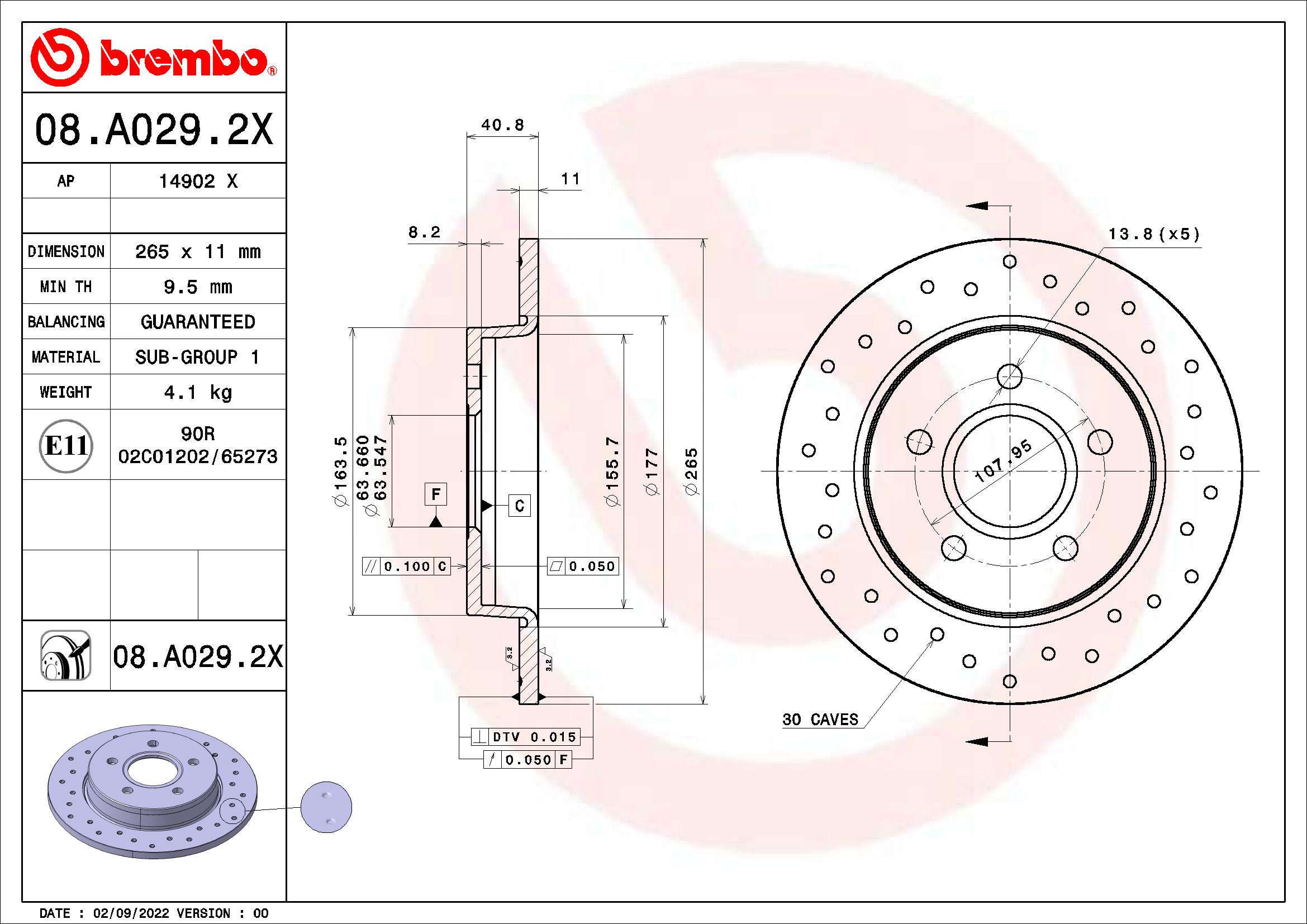 Disc frana BREMBO 08.A029.2X