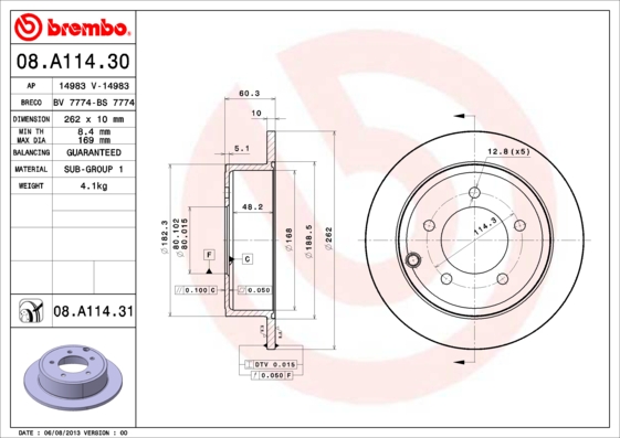 Disc frana BREMBO 08.A114.31