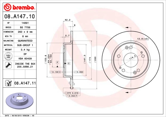 Disc frana BREMBO 08.A147.11