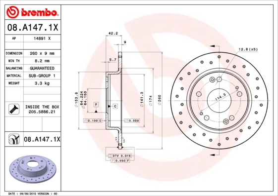 Disc frana BREMBO 08.A147.1X