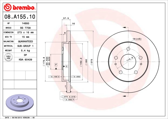 Disc frana BREMBO 08.A155.10