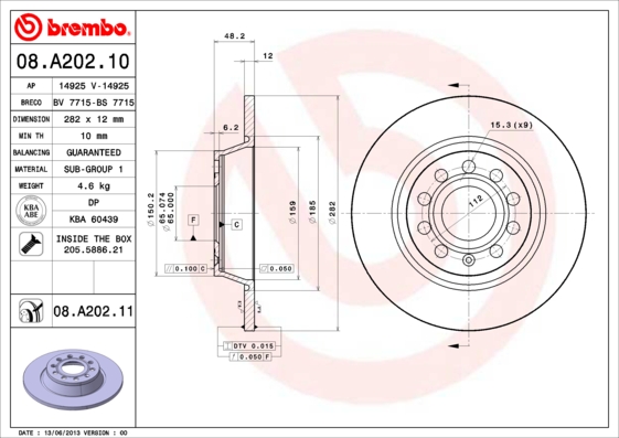 Disc frana BREMBO 08.A202.10