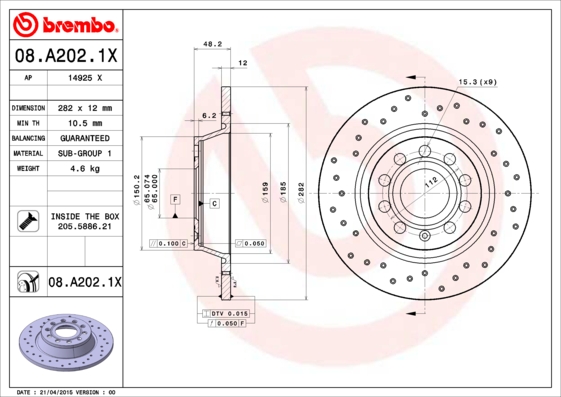 Disc frana BREMBO 08.A202.1X