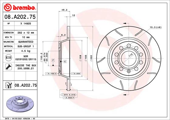 Disc frana BREMBO 08.A202.75
