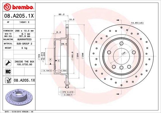 Disc frana BREMBO 08.A205.1X