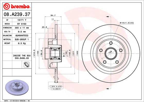 Disc frana BREMBO 08.A239.37