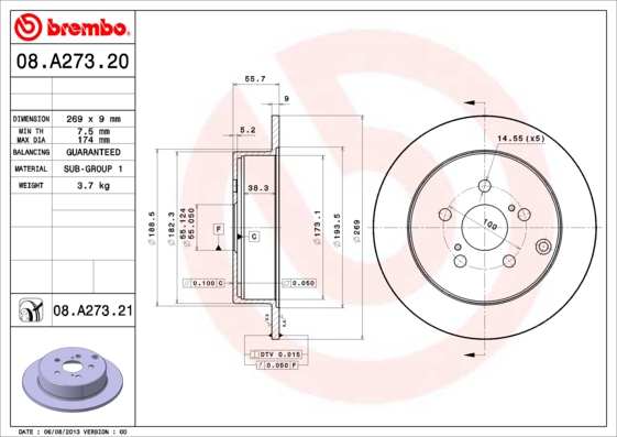 Disc frana BREMBO 08.A273.21