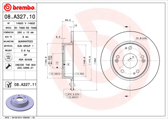 Disc frana BREMBO 08.A327.11