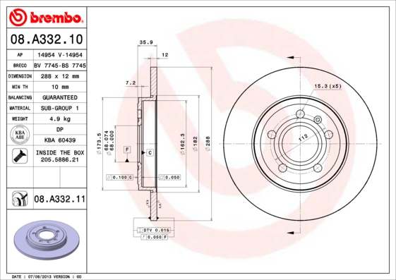 Disc frana BREMBO 08.A332.11