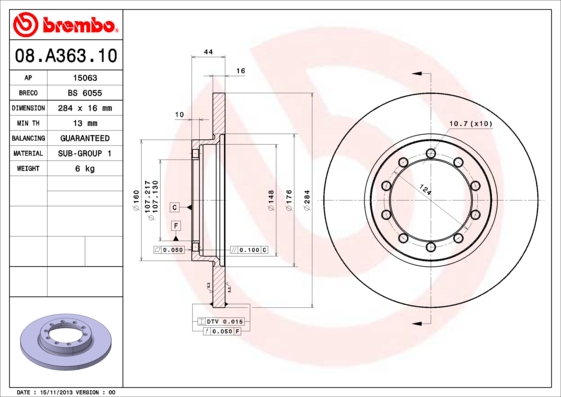 Disc frana BREMBO 08.A363.10