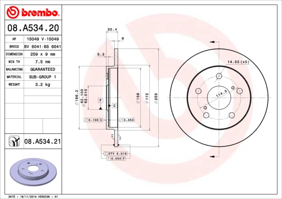 Disc frana BREMBO 08.A534.21