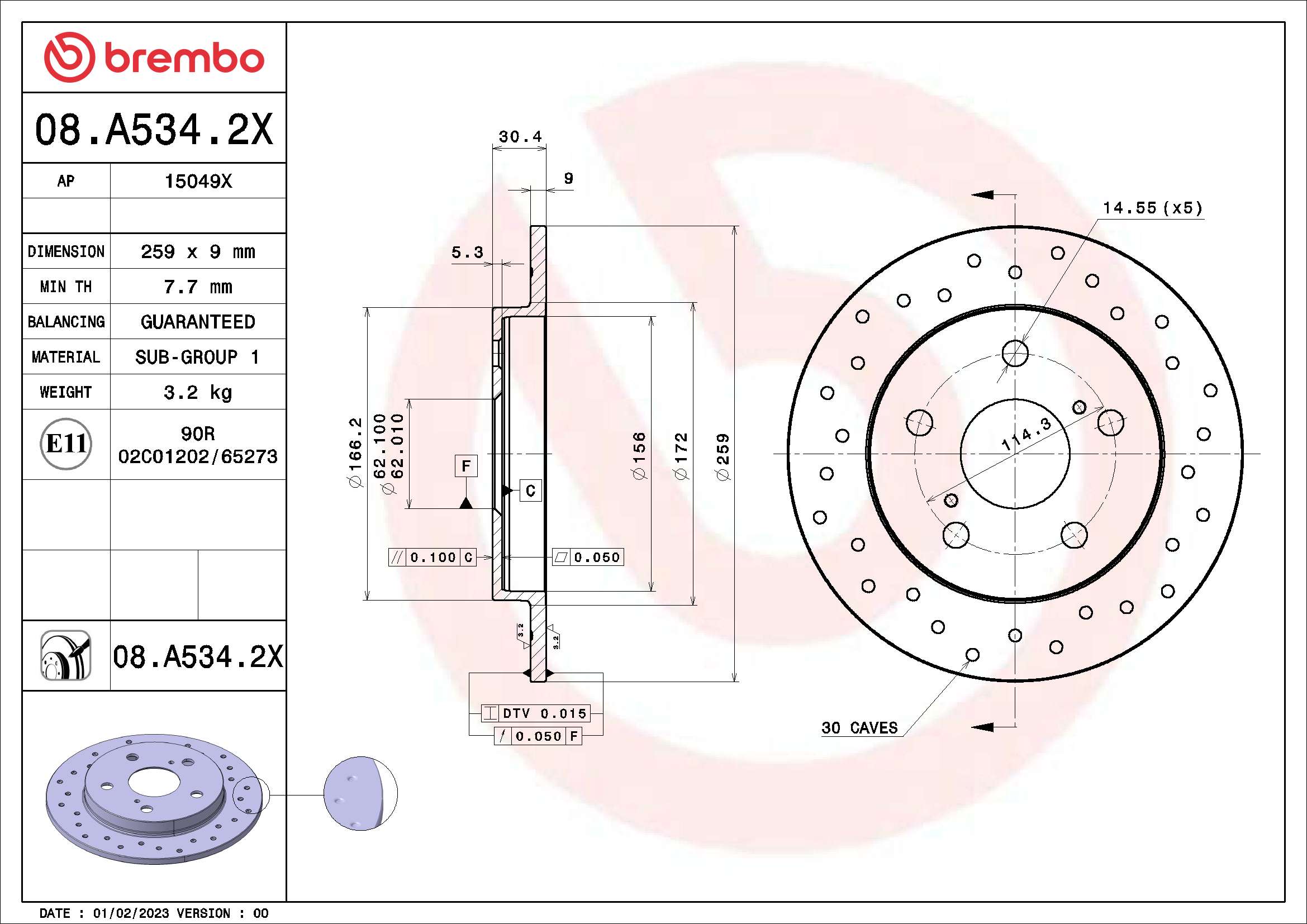 Disc frana BREMBO 08.A534.2X