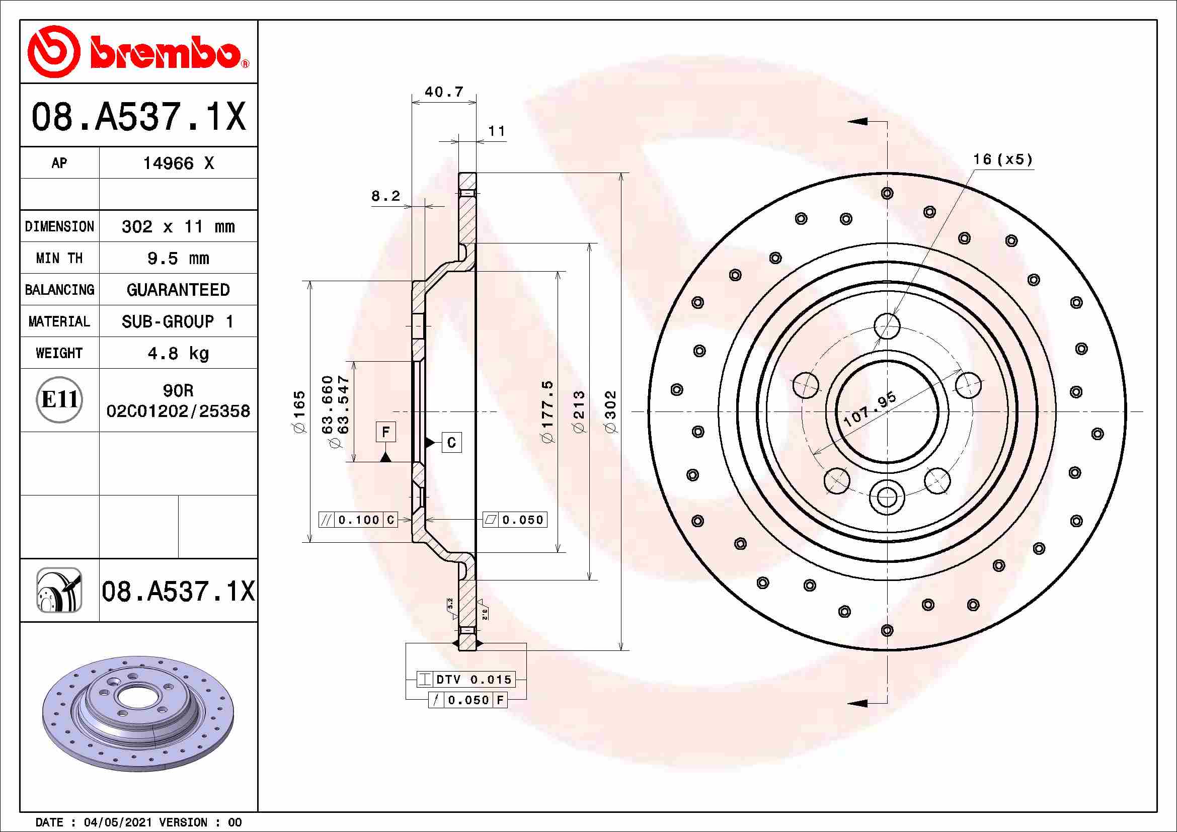 Disc frana BREMBO 08.A537.1X