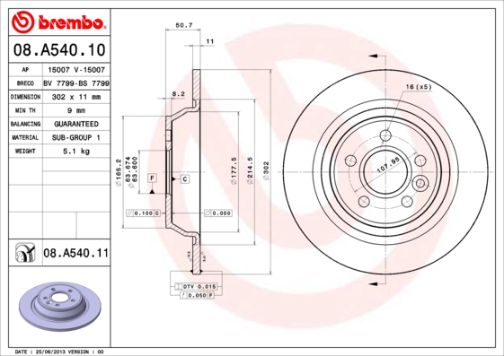 Disc frana BREMBO 08.A540.10