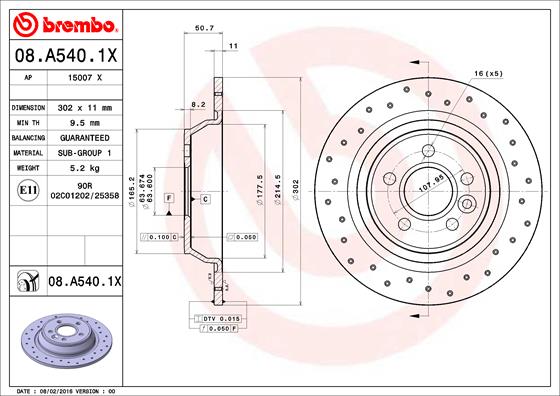 Disc frana BREMBO 08.A540.1X