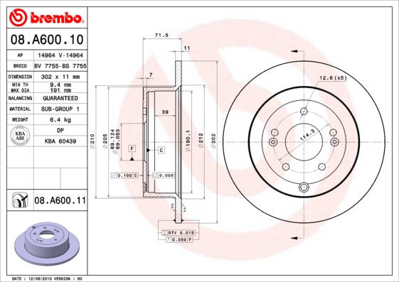 Disc frana BREMBO 08.A600.11