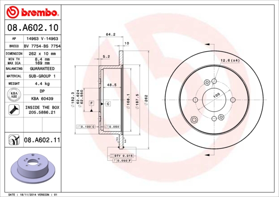 Disc frana BREMBO 08.A602.11
