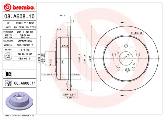 Disc frana BREMBO 08.A608.11