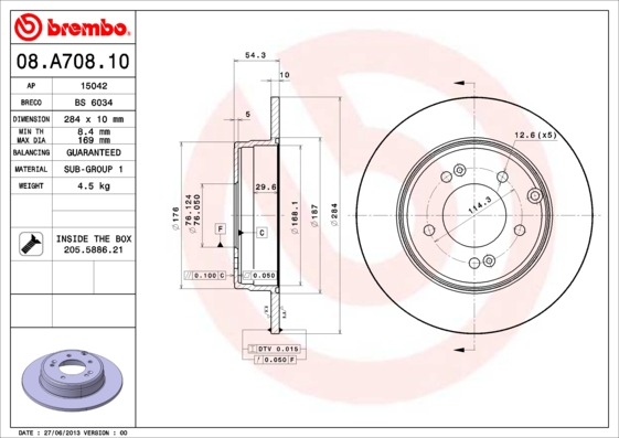 Disc frana BREMBO 08.A708.11