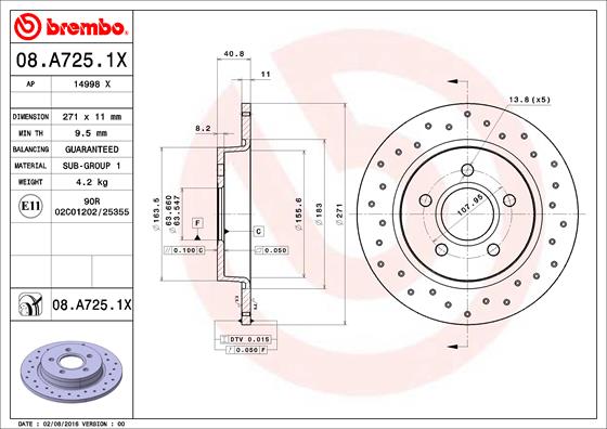 Disc frana BREMBO 08.A725.1X