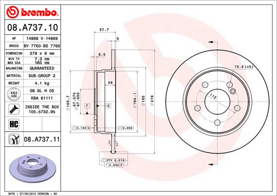 Disc frana BREMBO 08.A737.11