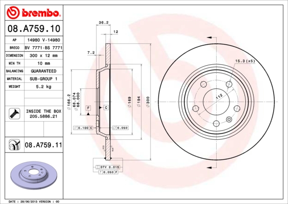 Disc frana BREMBO 08.A759.11