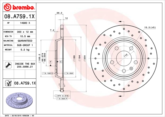 Disc frana BREMBO 08.A759.1X