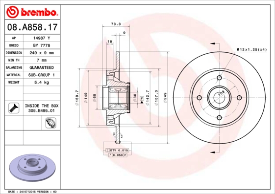 Disc frana BREMBO 08.A858.17