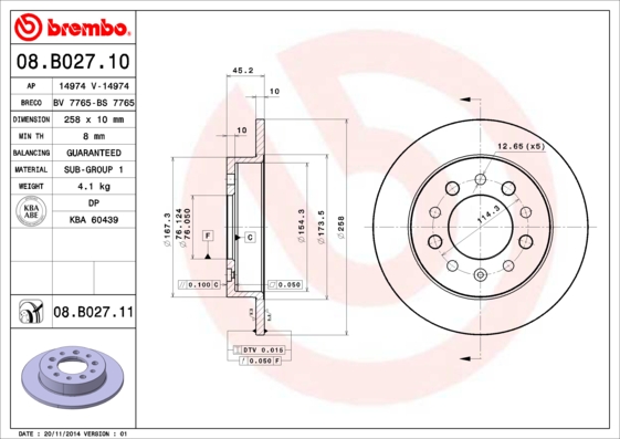 Disc frana BREMBO 08.B027.11