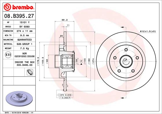 Disc frana BREMBO 08.B395.27