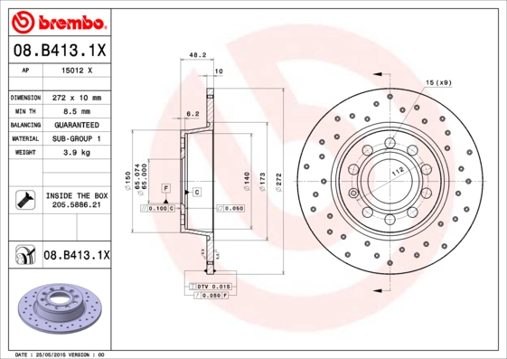 Disc frana BREMBO 08.B413.1X