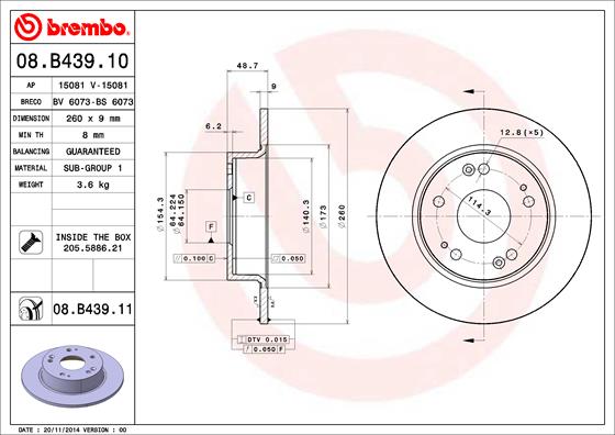 Disc frana BREMBO 08.B439.11