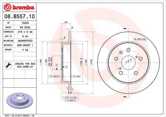 Disc frana BREMBO 08.B557.10
