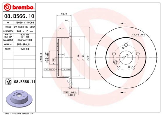 Disc frana BREMBO 08.B566.11