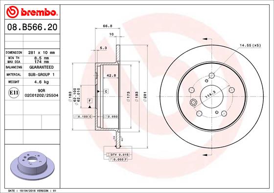 Disc frana BREMBO 08.B566.21