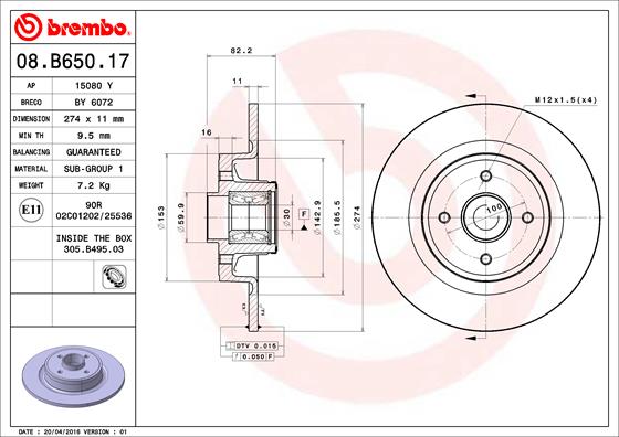 Disc frana BREMBO 08.B650.17