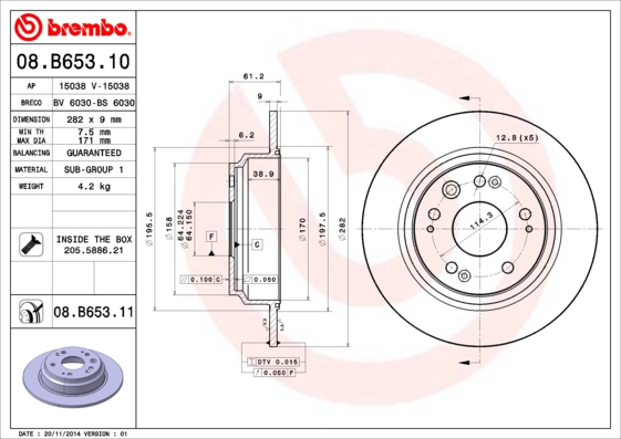 Disc frana BREMBO 08.B653.11