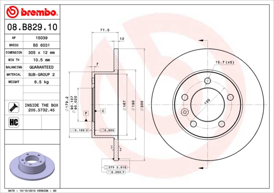 Disc frana BREMBO 08.B829.10